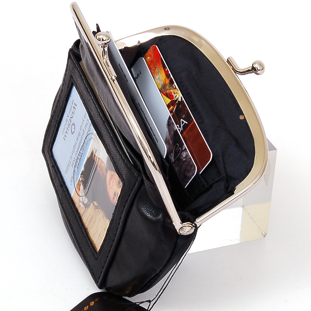 Womens Leather Coin Purse Mini Wallet Metal Frame ID Window Credit Card